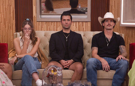 BIG BROTHER Thursday August 7, on the CBS Television Network and streaming on Paramount+ (live and on-demand for Paramount+ with SHOWTIME subscribers, or on-demand for Paramount+ Essential subscribers the day after the episode airs)* Pictured: Kelley Jorgensen, Jimmy Heagerty and Rylie Jeffries. Photo: CBS ©2025 CBS Broadcasting, Inc. All Rights Reserved. Highest quality screengrab available.