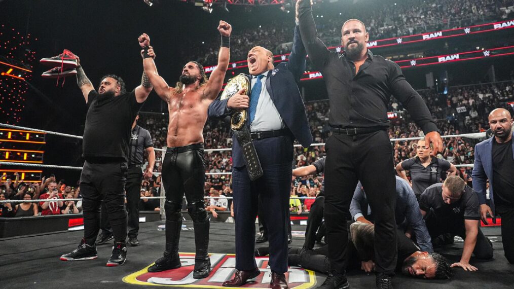 Bronson Reed, Seth Rollins, Paul Heyman and Bron Breakker