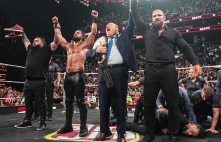 Bronson Reed, Seth Rollins, Paul Heyman and Bron Breakker