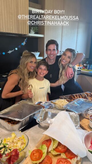 Christina Haack, Tarek El Moussa, and Heather Rae El Moussa celebrate Brayden El Moussa's 10th birthday, Instagram, August 20, 2025.