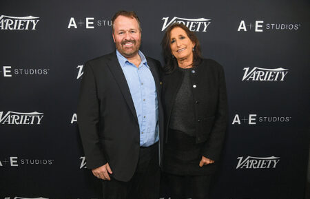 (L-R) Conrad Green and Deena Katz attend the Variety Showrunners dinner presented by A+E Studios in West Hollywood on January 11, 2024 in West Hollywood, California.