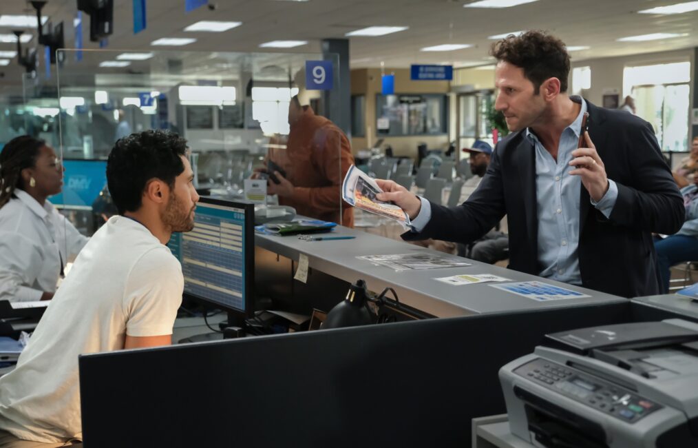 Alex Tarrant and Mark Feuerstein in 'DMV' Season 1