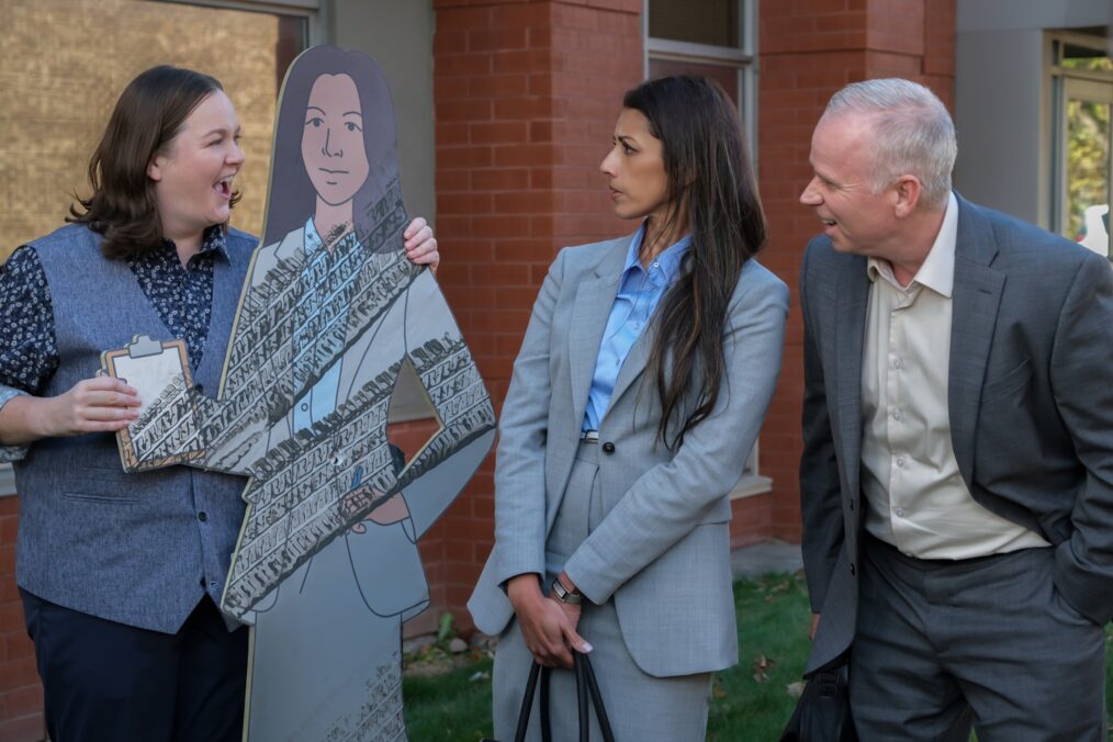 Molly Kearney, Reshma Shetty, and Gerry Dee in 'DMV' Season 1