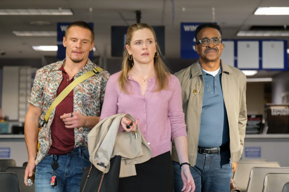 Tony Cavalero, Harriet Dyer, and Tim Meadows in 'DMV' Season 1