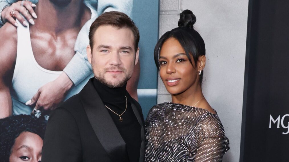 Daniel Durant and Britt Stewart attend the Los Angeles Premiere of 'CREED III' at TCL Chinese Theatre on February 27, 2023 in Hollywood, California.
