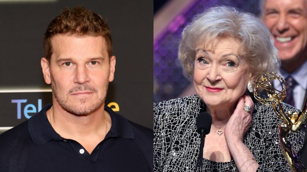 David Boreanaz in August 2025; Betty White in April 2015.