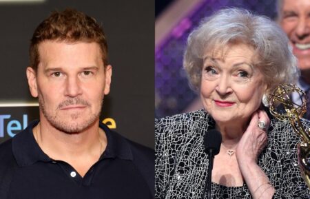 David Boreanaz in August 2025; Betty White in April 2015.