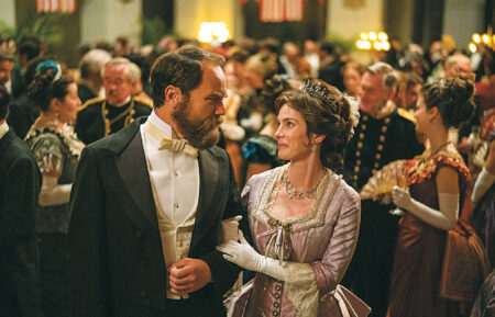 Death By Lightning. (L to R) Michael Shannon as James Garfield, Betty Gilpin as Crete Garfield in episode 103 of Death By Lightning