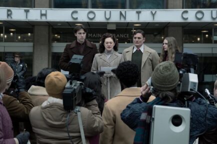 Kenneth Piest (Thom Nyhuus), Elizabeth Piest (Marin Ireland), Harold Piest (Greg Bryk), and Kerry Piest (Cricket Brown) appear in Devil in Disguise: John Wayne Gacy.Photo: Brooke Palmer/Peacock