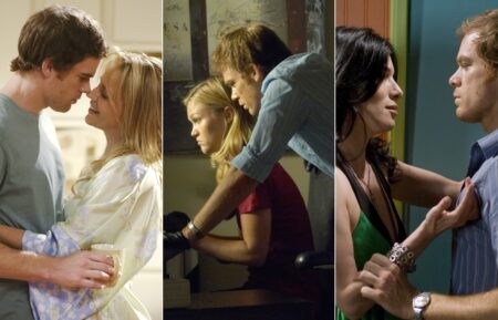 Julie Benz and Michael C. Hall, Julia Stiles and Michael C. Hall, Jaime Murray and Michael C. Hall on 'Dexter'