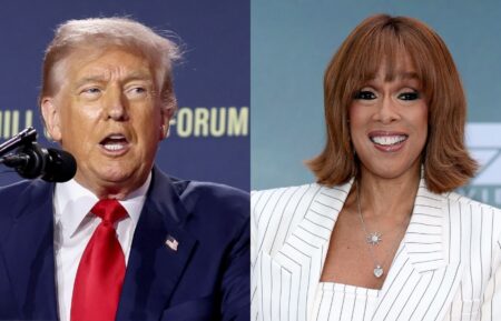 Donald Trump in July 2025; Gayle King in June 2025.