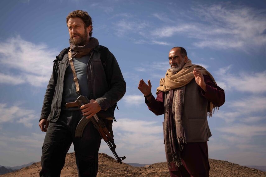 Gerard Butler and Navid Negahban in 'Kandahar,' 2023.