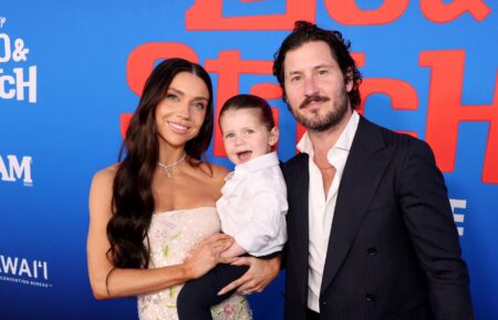 Jenna Johnson Chmerkovskiy, Rome Valentin Chmerkovskiy and Valentin Chmerkovskiy attend the world premiere of Disney's Lilo & Stitch at El Capitan Theatre in Hollywood, California on May 17, 2025.