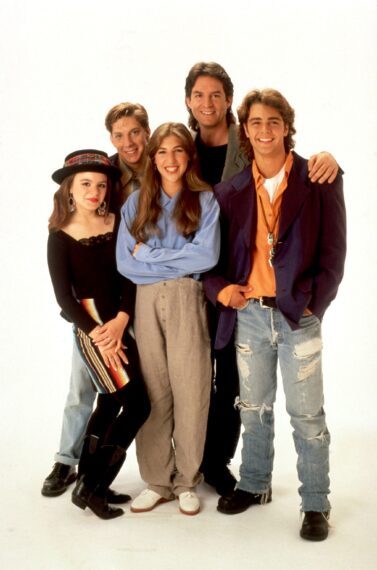 Jenna Von Oy, Michael Stoyanov, Mayim Bialik, Ted Wass, and Joey Lawrence, 'Blossom' Season 2.