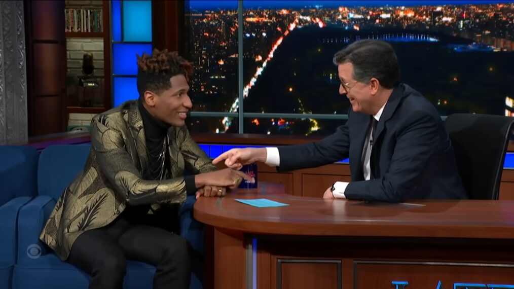 Jon Batiste and Stephen Colbert on CBS' 'The Late Show With Stephen Colbert,' April 2022.