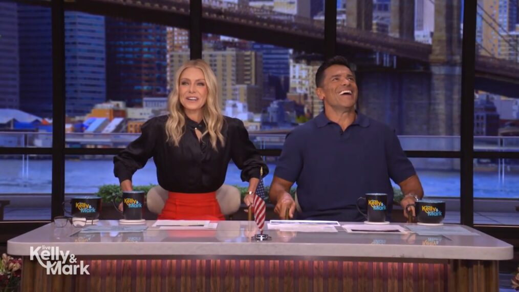 Kelly Ripa and Mark Consuelos on the July 28, 2025, episode of 'Live With Kelly and Mark.'