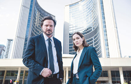 Law & Order Toronto: Criminal Intent -- “Episode 4” -- Pictured: Aden Young as Detective Sergeant Henry Graff and Kathleen Munroe as Detective Sergeant Frankie Bateman -