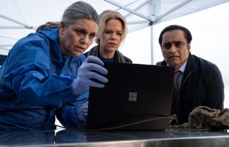 Leanne Balcombe (Georgia Mackenzie), DCI Jess James (Sinéad Keenan), DI Sunny Khan (Sanjeev Bhaskar) in 