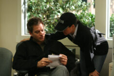 Michael Weatherly..and Cote de Pablo When a teenage student at a Quantico base high school with a bomb attached to his body holds classmates hostage...Gibbs manages to enter the classroom to establish a relationship with the boy and leaves Tony to act as lead on the situation....in'Bait' on NCIS