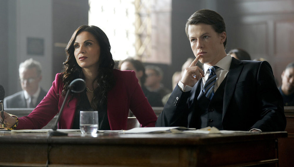 Lana Parrilla as Jocelyn 'Bruiser' Stone, Milo Callaghan as Rudy Baylor in The Rainmaker - Season 1