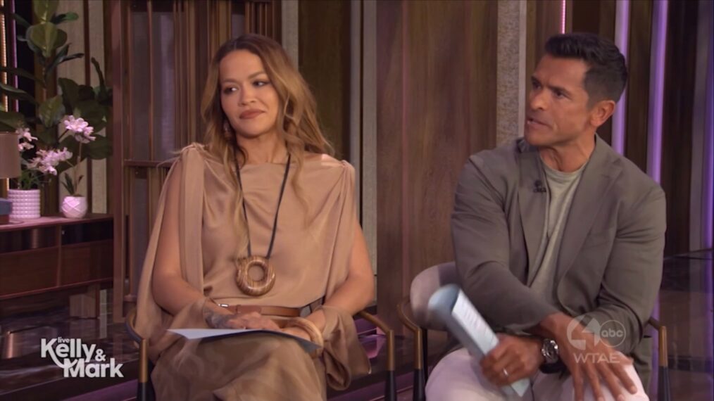 Rita Ora and Mark Consuelos on 'Live With Kelly and Mark,' ABC, August 6, 2025.