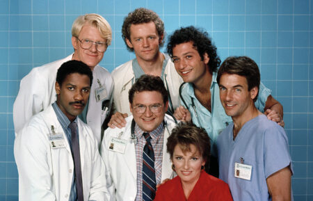 ST. ELSEWHERE, (top row, from left): Ed Begley Jr., David Morse, Howie Mandel, (middle): Denzel Washington, Stephen Furst, Mark Harmon, (bottom): Sagan Lewis, (1985), 1982-88. © NBC / Courtesy: Everett Collection