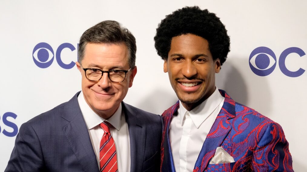 Stephen Colbert and Jon Batiste attend the 2018 CBS Upfront at The Plaza Hotel on May 16, 2018 in New York City.