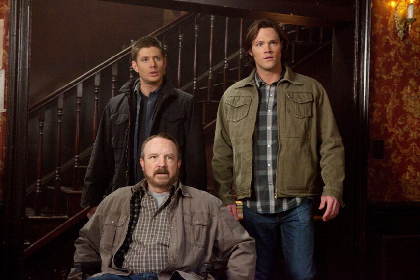SUPERNATURAL, (from left): Jensen Ackles, Jim Beaver, Jared Padalecki, 'Dead Men Don't Wear Plaid', (Season 5, aired March 25, 2010), 2005-. photo: Jack Rowand / © The CW / Courtesy Everett Collection