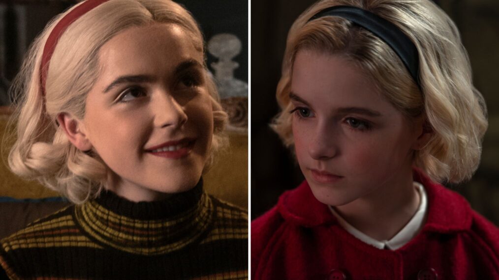 Kiernan Shipka and McKenna Grace as Sabrina Spellman in 'Chilling Adventures of Sabrina'