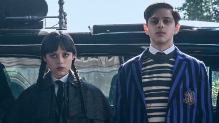Jenna Ortega and Isaac Ordonez in 'Wednesday' Season 2