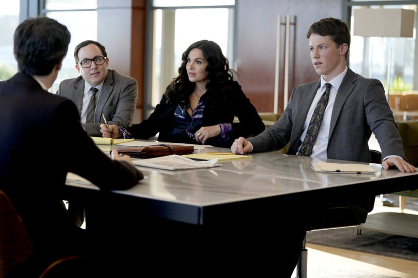 THE RAINMAKER -- Episode 103 -- Pictured: (l-r) PJ Byrne as Deck Shifflet, Lana Parrilla as Jocelyn 
