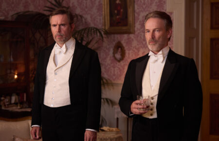 James Forsyte (Jack Davenport) and Jolyon Forsyte, Sr (Stephen Moyer) in 'The Forsytes'