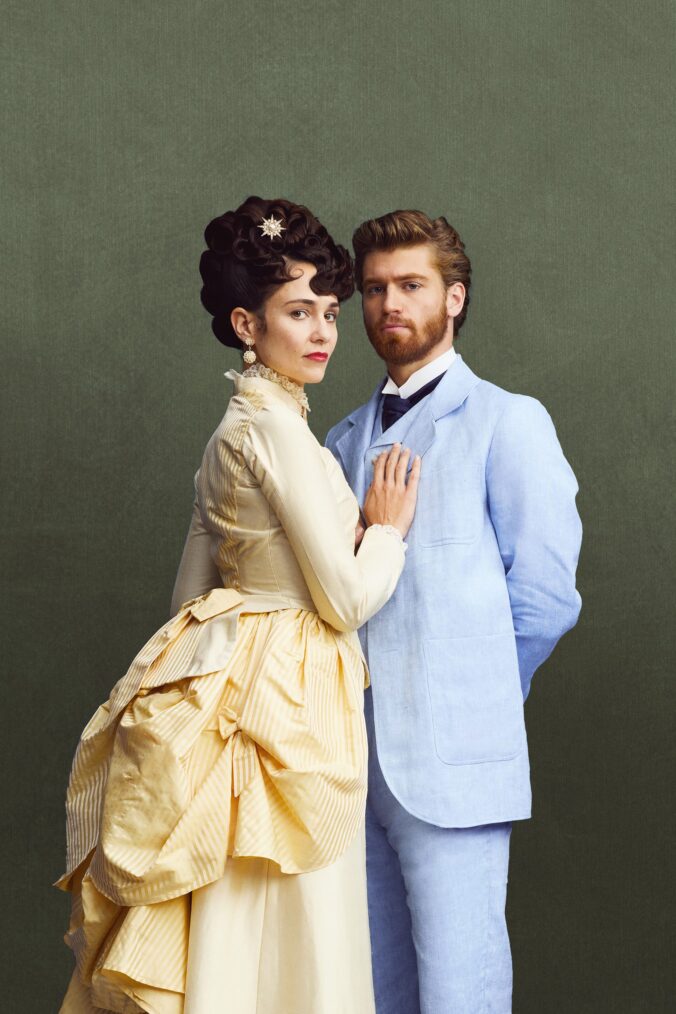 Tuppence Middleton as Frances Forsyte, Danny Griffin as Jolyon Forsyte Jr in 'The Forsytes' on PBS Masterpiece