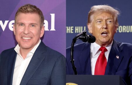 Todd Chrisley in April 2016; Donald Trump in July 2025.