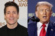 Tony Dokoupil in March 2023; Donald Trump in July 2025.