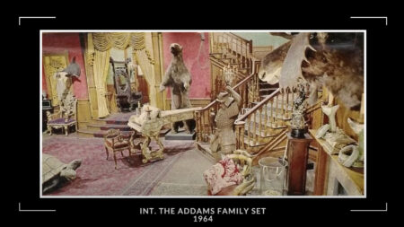 The original set of 'The Addams Family' from the 1960s was hues of pinks and greens.