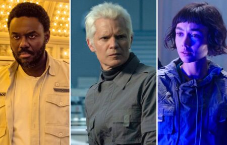 Babou Ceesay, Timothy Olyphant, and Sydney Chandler in 'Alien: Earth'