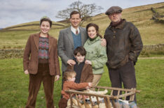 Jenny Alderson (Imogen Clawson), Rosie Herriot (Autumn/Arlie Doyle), Jimmy Herriot (Thomas Riches), James Herriot (Nicholas Ralph), Helen Herriot (Rachel Shenton), Richard Alderson (Tony Pitts) in 'All Creatures Great and Small' Season 6