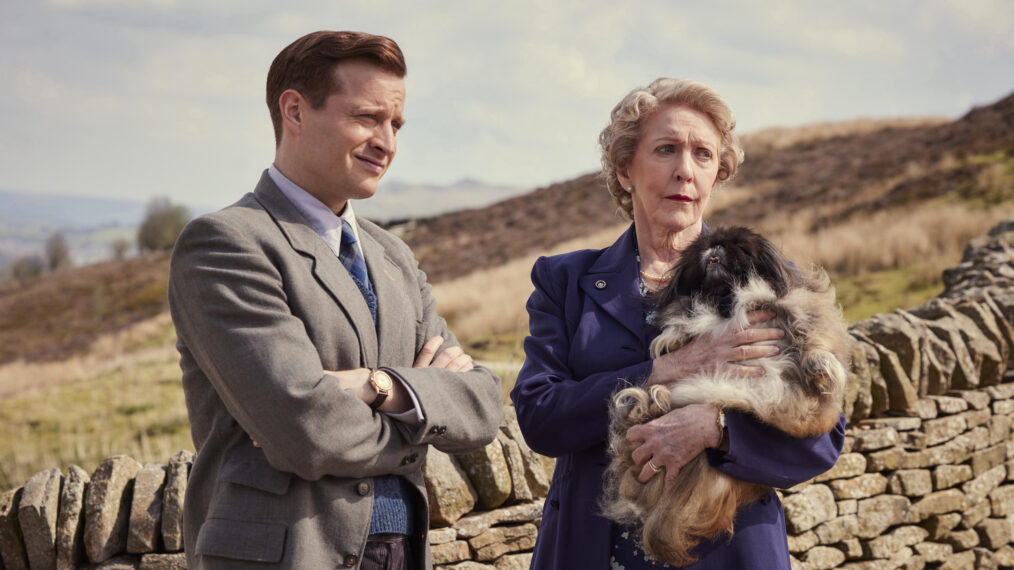 James Herriot (Nicholas Ralph), Mrs. Pumphrey (Patricia Hodge) in 'All Creatures Great and Small' Season 6