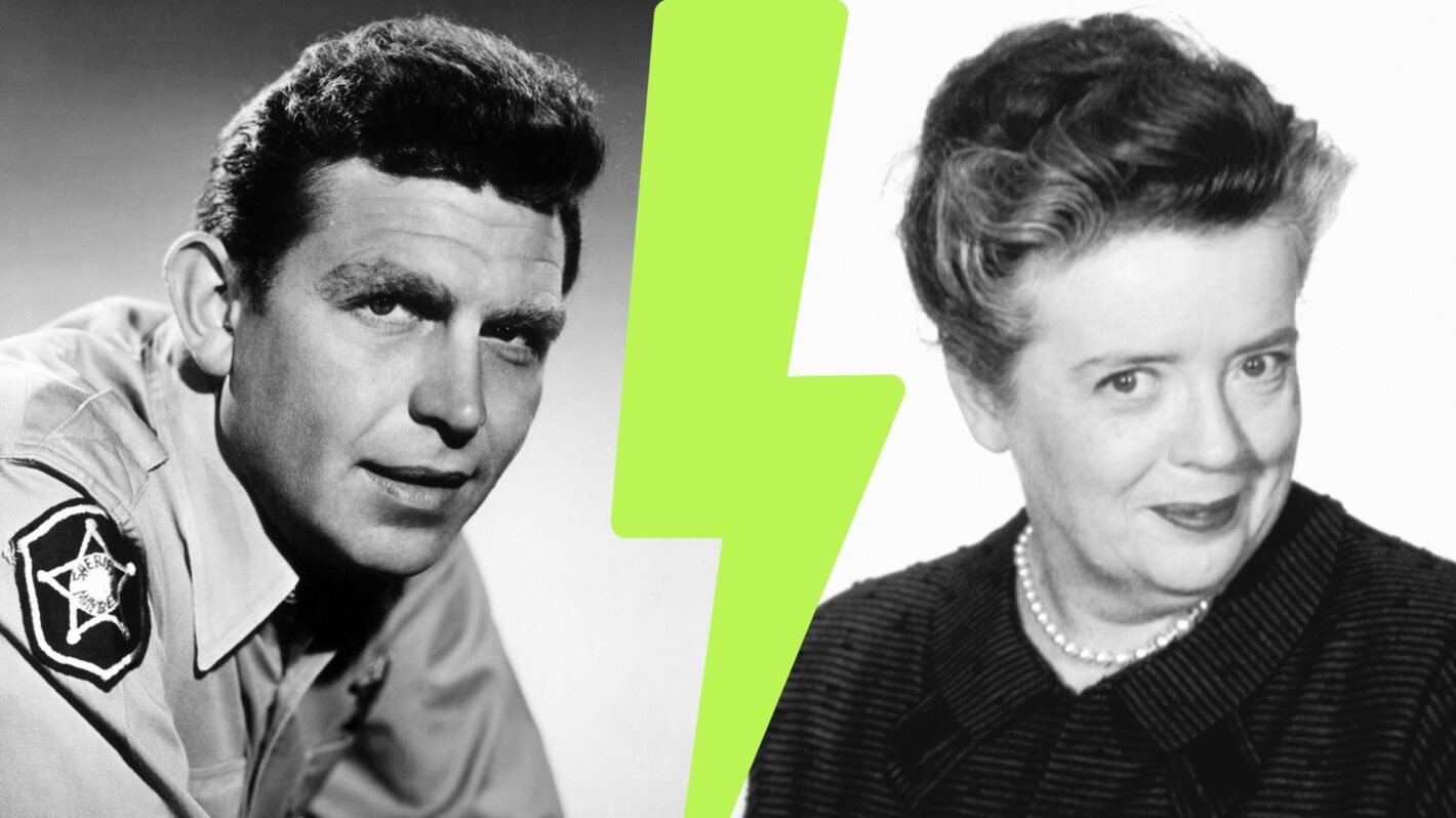 Andy Griffith and Francis Bavier split graphic image