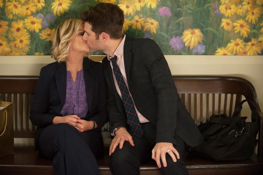 PARKS AND RECREATION, l-r: Amy Poehler, Adam Scott in 'London: Parts 1 & 2', (Season 6, Episodes 1 & 2, aired September 26, 2013), 2009