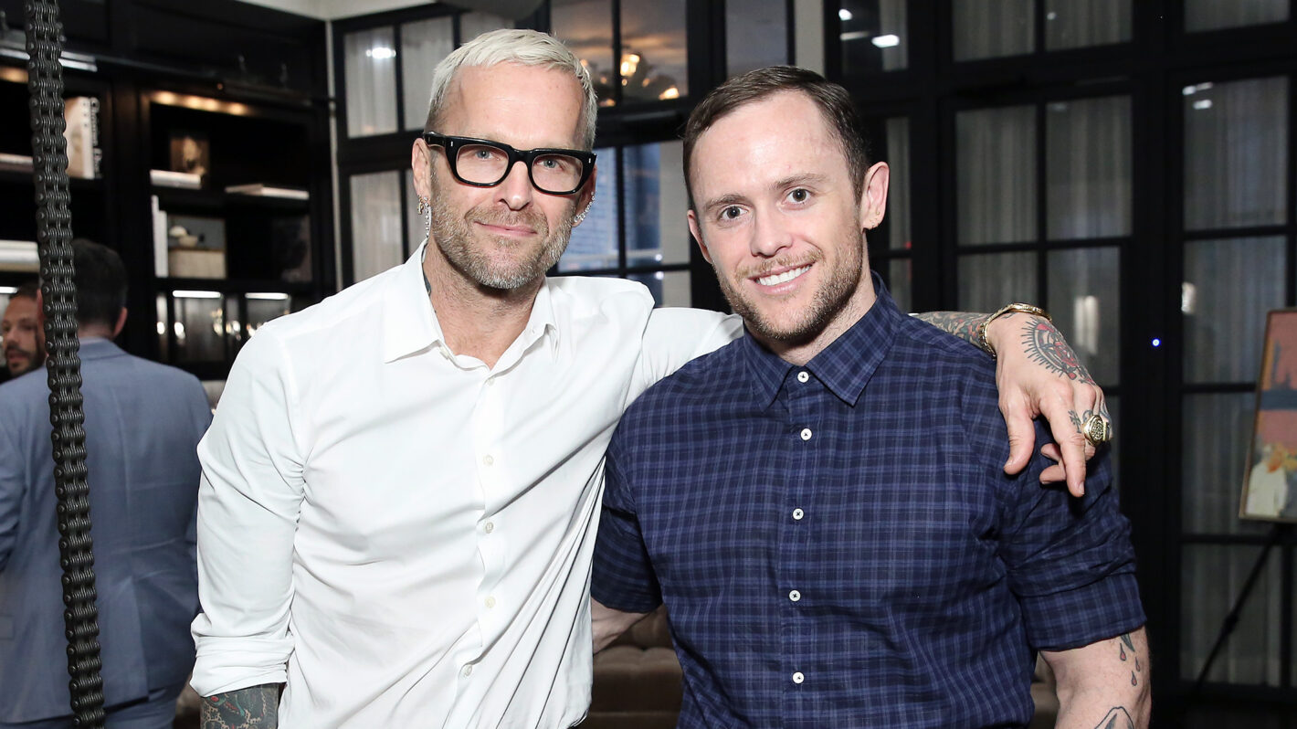 Bob Harper (L) and Anton Gutierrez attend Prince Reimagined: Private Charity Event for amfAR The Foundation for AIDS Research / Celebrating 35th Anniversary of Purple Rain