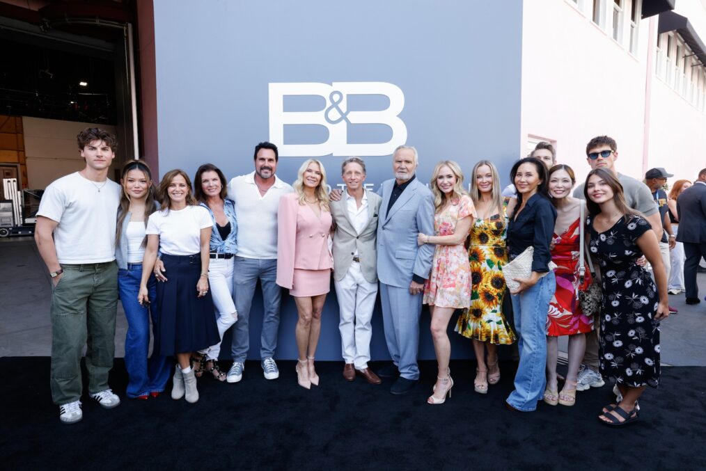 Lisa Yamada, Rebecca Budig, Kimberlin Brown, Don Diamont, Katherine Kelly Lang, Bradley Bell, Executive Producer and Head Writer for The Bold And The Beautiful, John McCook, Jennifer Gareis, Naomi Matsuda, Laneya Grace and Tanner Novlan at 'The Bold and The Beautiful' first day of taping at Sunset Las Palmas Studios