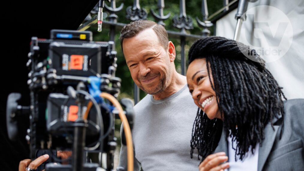 Donnie Wahlberg and Sonequa Martin-Green on set of 'Boston Blue'