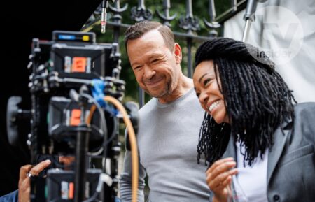 Donnie Wahlberg and Sonequa Martin-Green on set of 'Boston Blue'