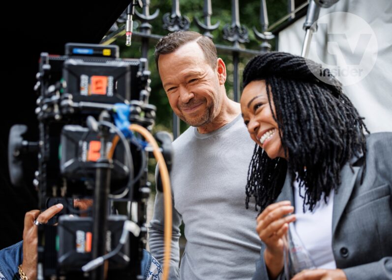 Donnie Wahlberg and Sonequa Martin-Green on set of 'Boston Blue'