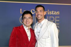 Bowen Yang and Matt Rogers attend Las Culturistas Culture Awards at The Orpheum Theatre on July 17, 2025 in Los Angeles, California