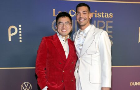 Bowen Yang and Matt Rogers attend Las Culturistas Culture Awards at The Orpheum Theatre on July 17, 2025 in Los Angeles, California