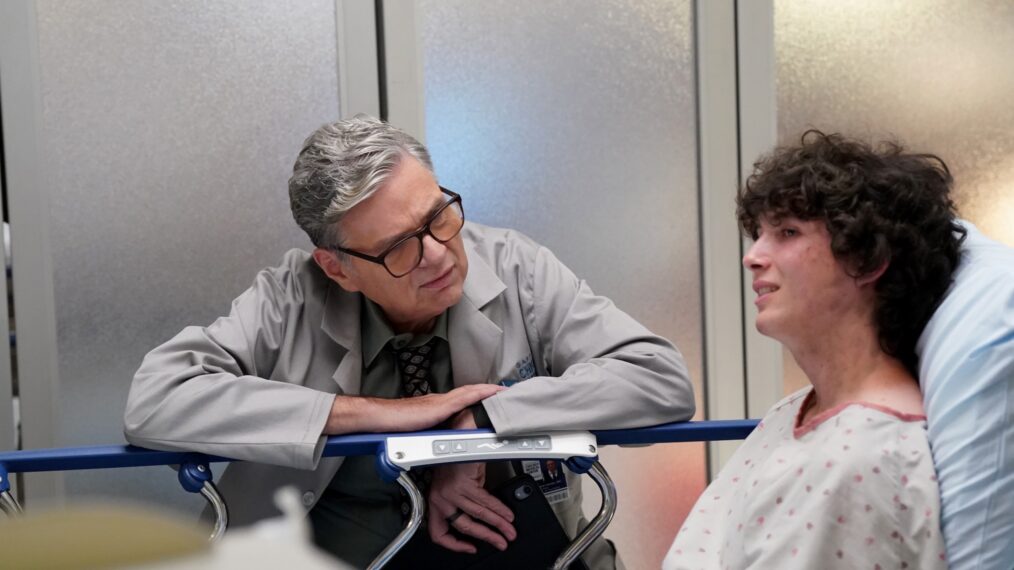 Oliver Platt as Dr. Daniel Charles, Cassius Hatosy as Hudson Collins — 'Chicago Med' Season 11 Premiere 'We All Fall Down'