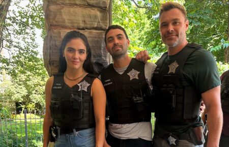 Arienne Mandi, Benjamin Levy Aguilar, and Patrick John Flueger — 'Chicago P.D.' Set